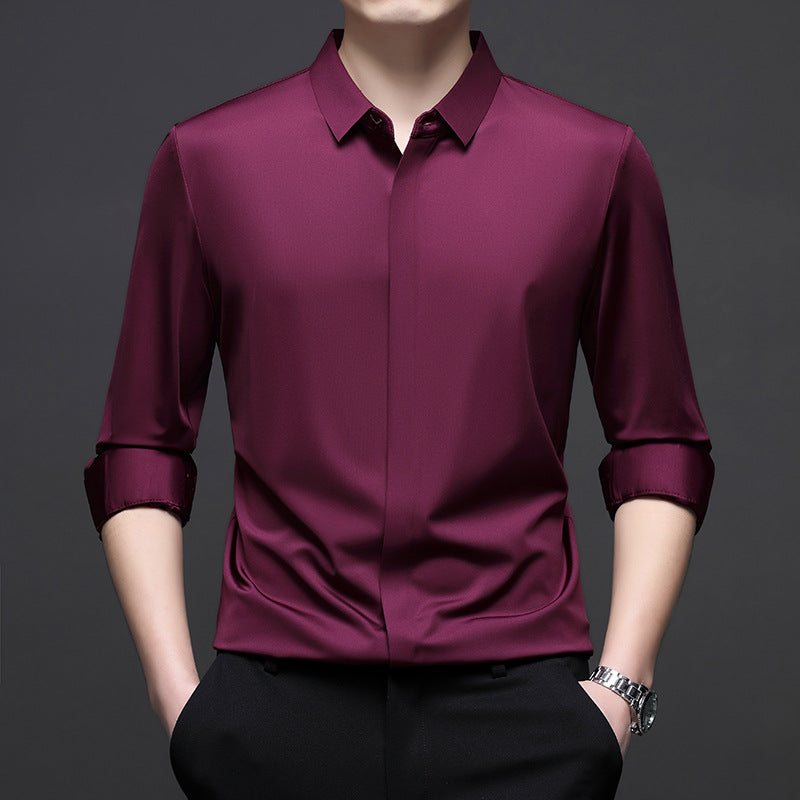 Men's Elegant Long Sleeve Shirt with Modern Cut and Breathable Surface Lisslune