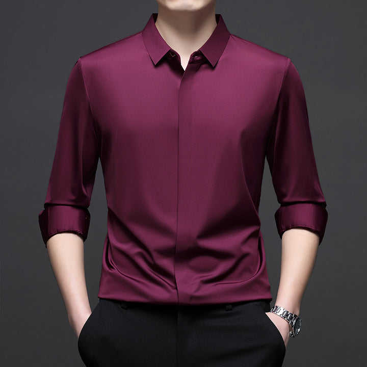 Men's Elegant Long Sleeve Shirt with Modern Cut and Breathable Surface Lisslune