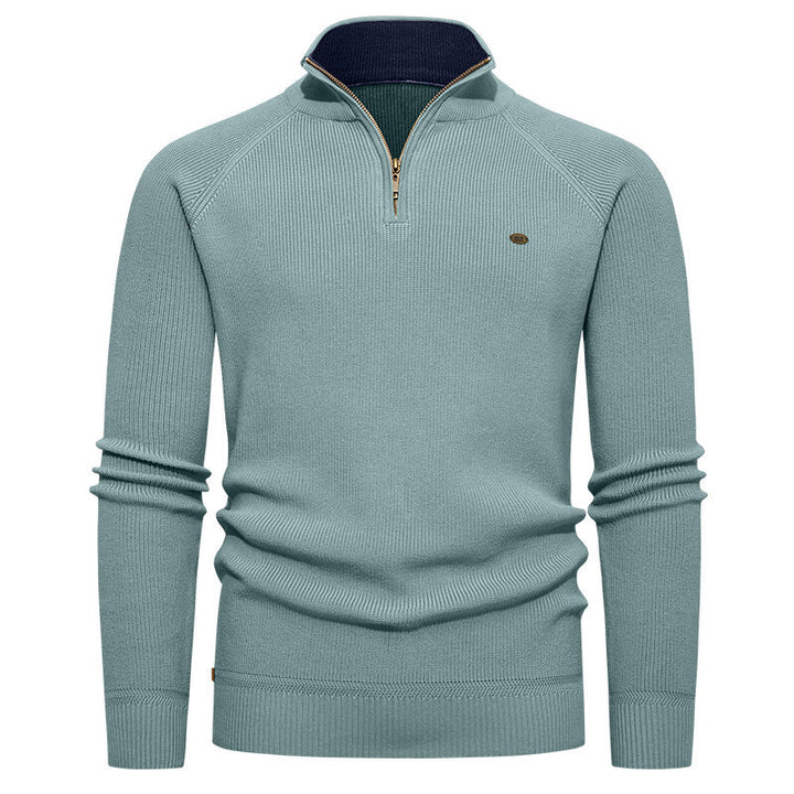 Men's knit sweater with stand-up collar and zipper Lisslune