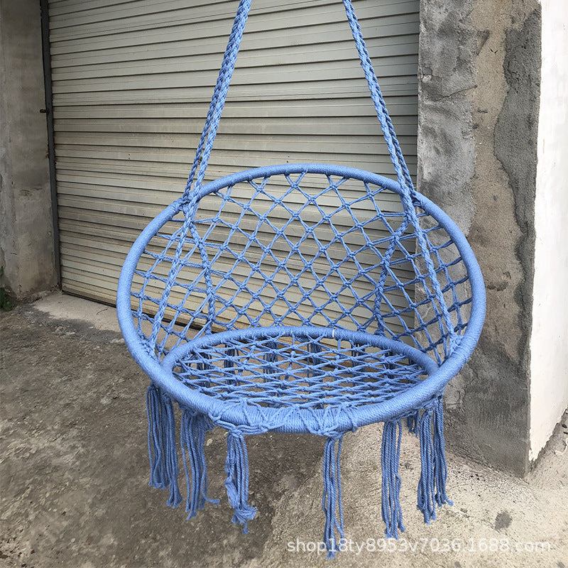 Rynx | small bedroom ideas INS Nordic Style Net Red hanging baskets Outdoor cotton rope hanging chair balcony cradle chair Indoor B &amp; B tassel swing