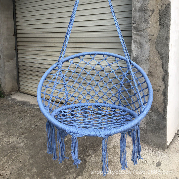 Rynx | small bedroom ideas INS Nordic Style Net Red hanging baskets Outdoor cotton rope hanging chair balcony cradle chair Indoor B &amp; B tassel swing