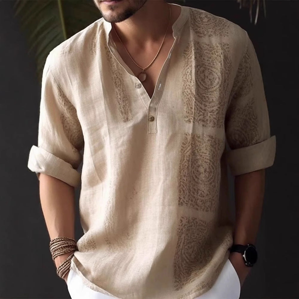 Men's linen shirt with stylish button details Lisslune