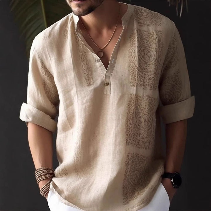 Men's linen shirt with stylish button details Lisslune