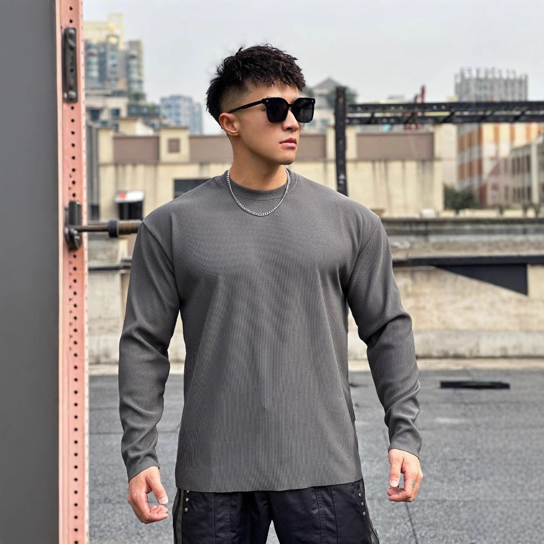 Men's long sleeve shirt made of high-quality ribbed material with a casual fit Lisslune