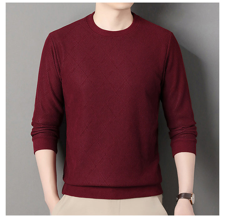 Men's stylish round neck sweater with modern diamond pattern Lisslune