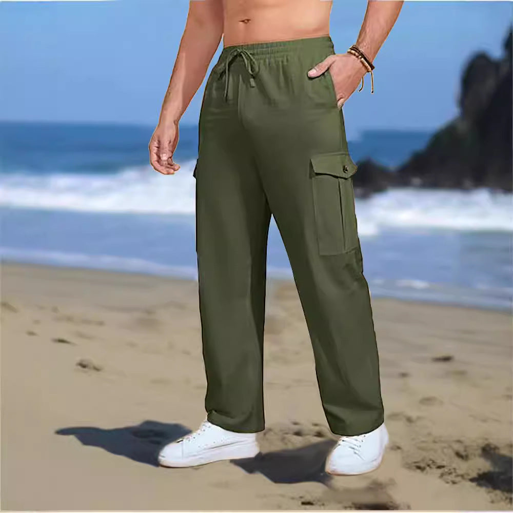 Men's casual cargo pants with elastic waistband and practical side pockets Lisslune