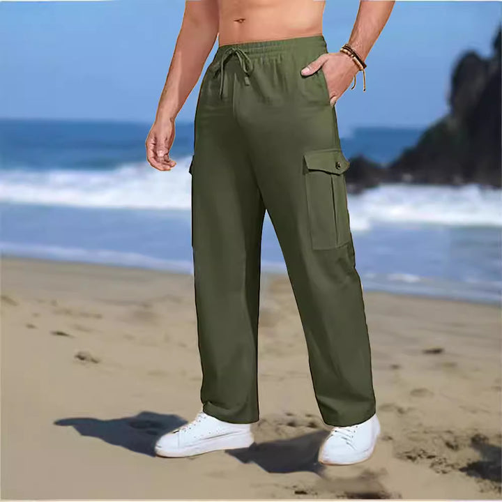 Men's casual cargo pants with elastic waistband and practical side pockets Lisslune