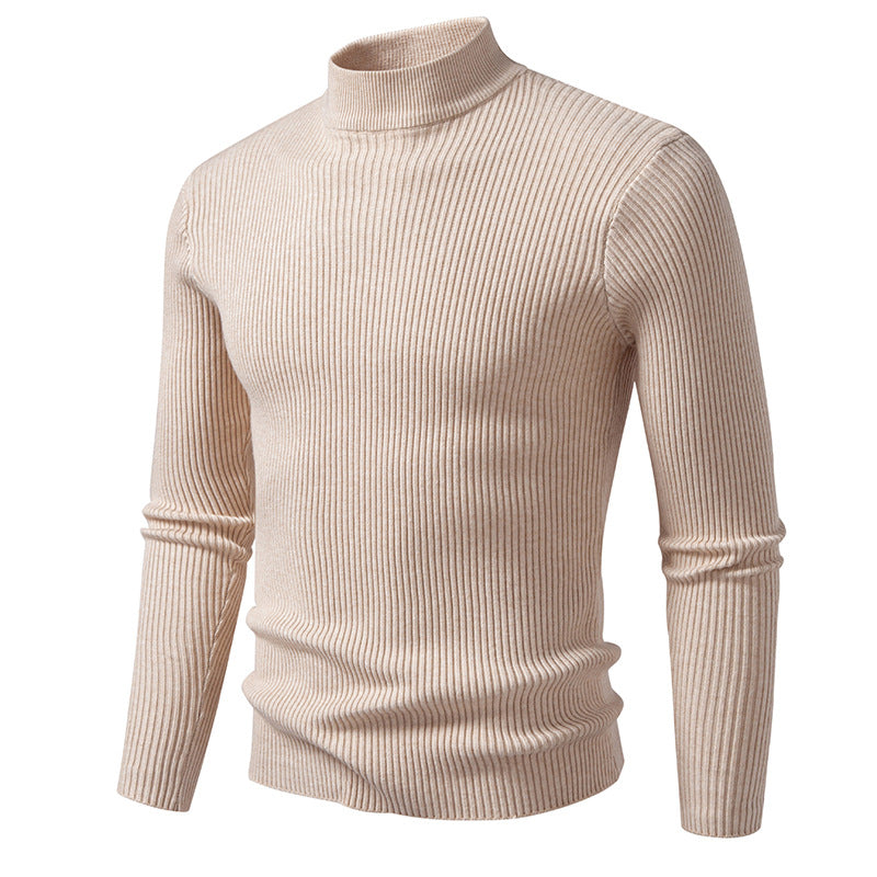 Men's turtleneck sweater made of high-quality stretch wool with ribbed texture Lisslune