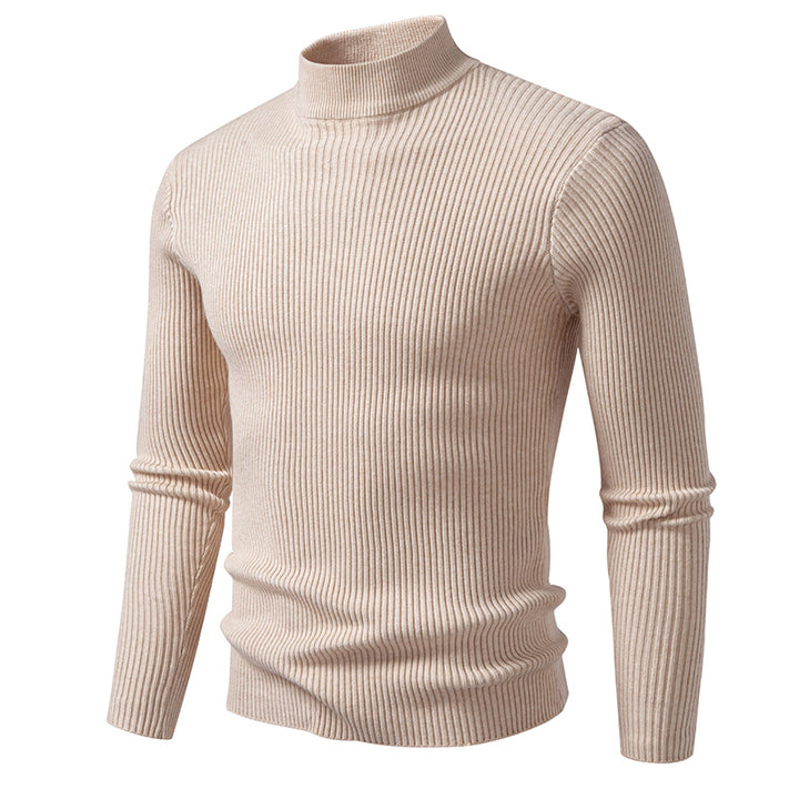 Men's turtleneck sweater made of high-quality stretch wool with ribbed texture Lisslune