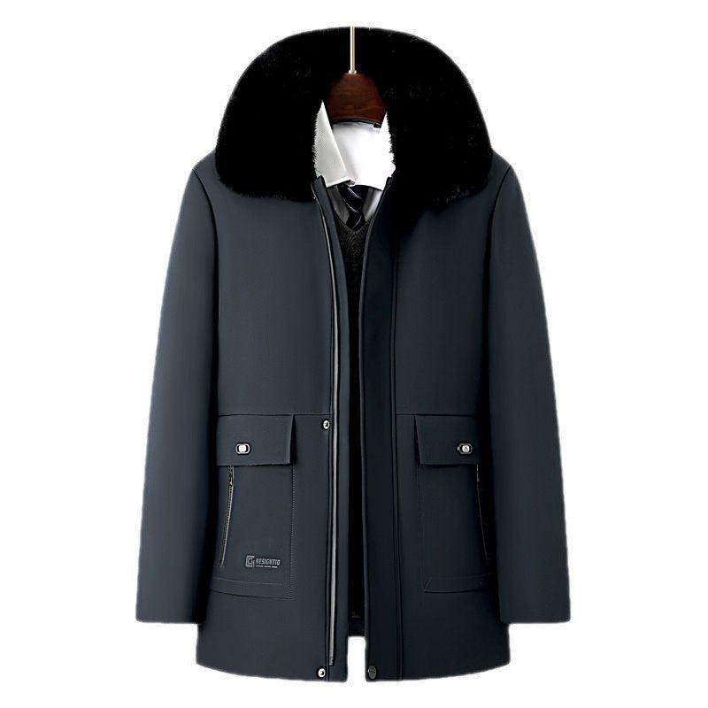 Men's Stylish Winter Jacket with Removable Synthetic Fur Collar Lisslune