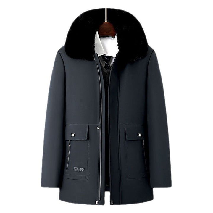 Men's Stylish Winter Jacket with Removable Synthetic Fur Collar Lisslune