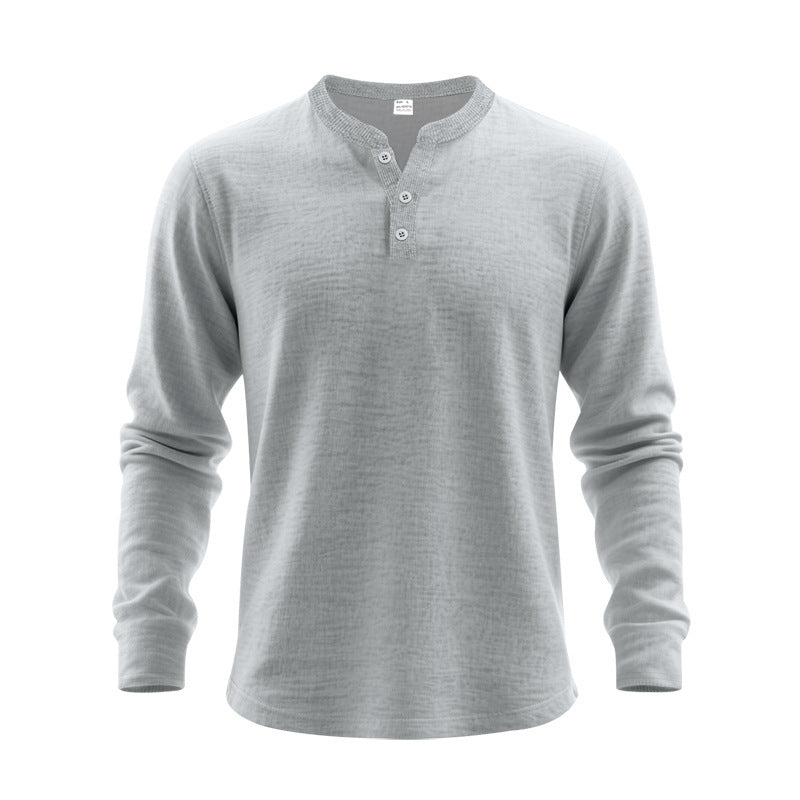 Men's Long Sleeve Henley Shirt made of soft waffle material Lisslune