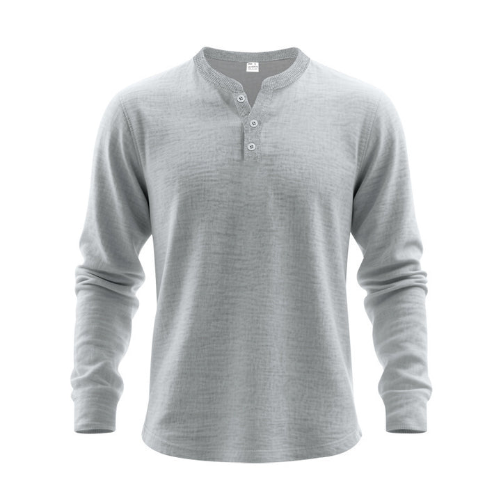 Men's Long Sleeve Henley Shirt made of soft waffle material Lisslune