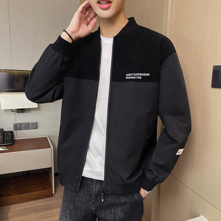 Men's bomber jacket with striped cord and fashionable print Lisslune