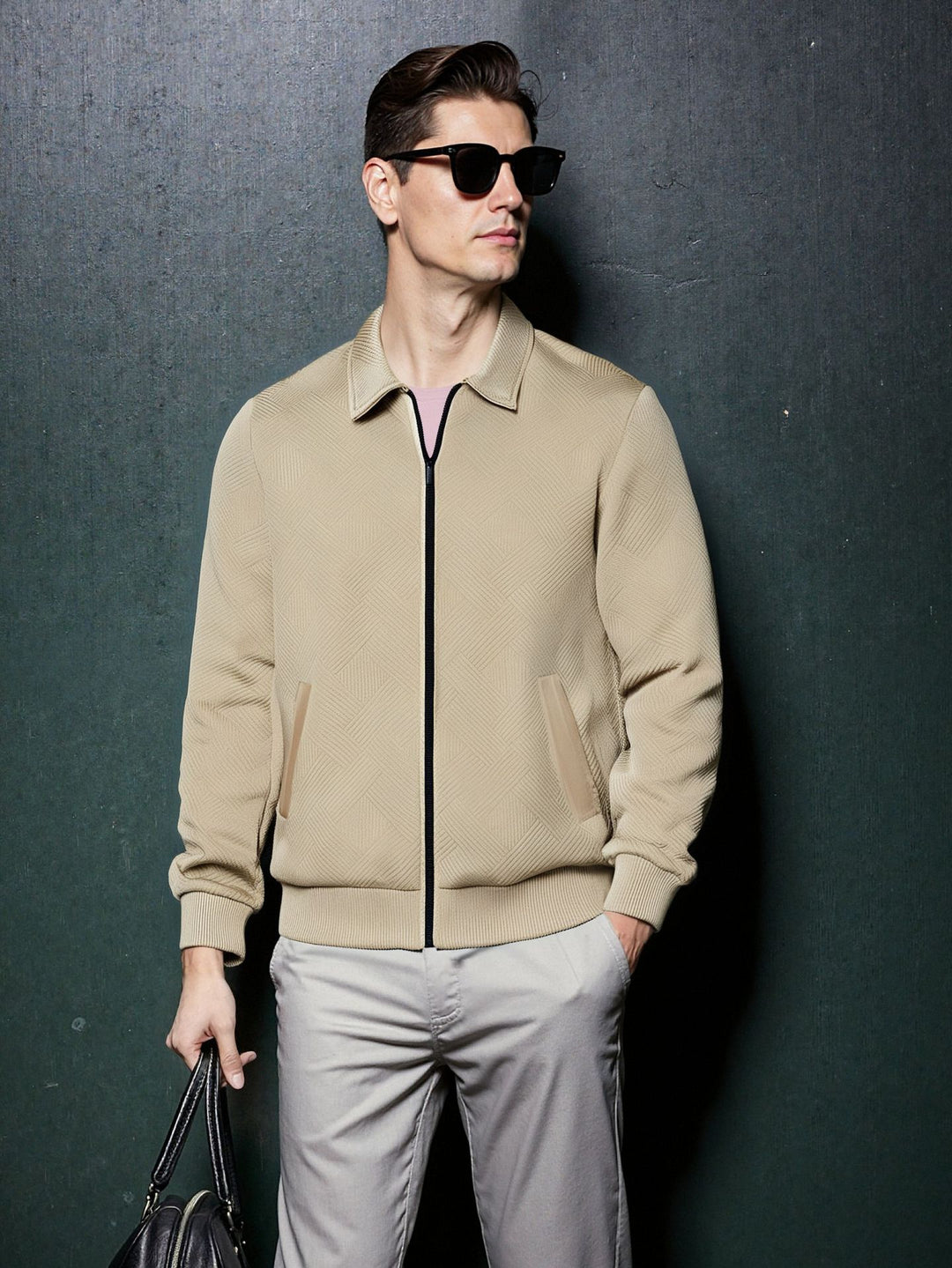 Men's sporty jacket with textured design and modern collar Lisslune