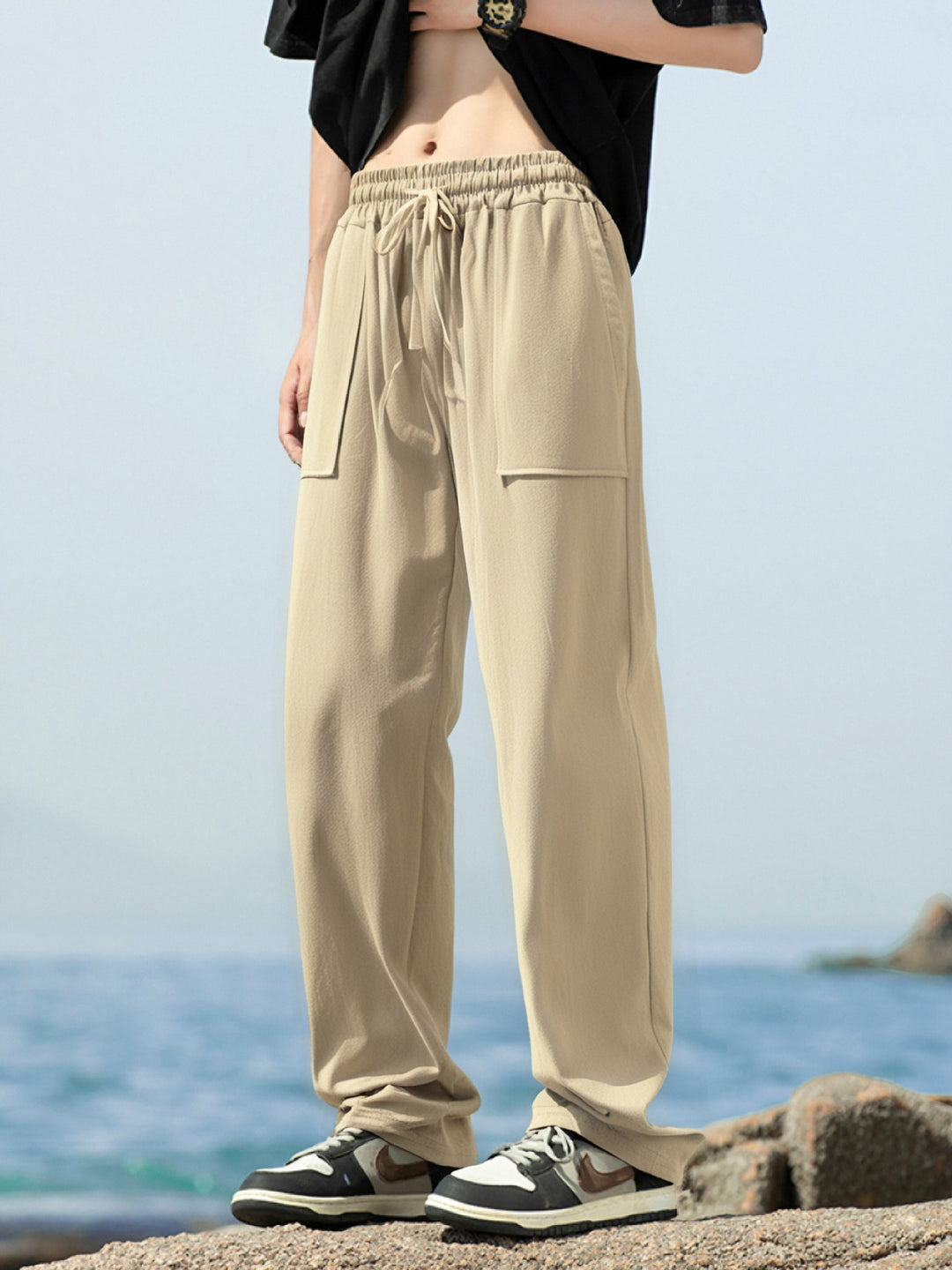 Men's sporty leisure pants with side pockets and elastic waistband Lisslune