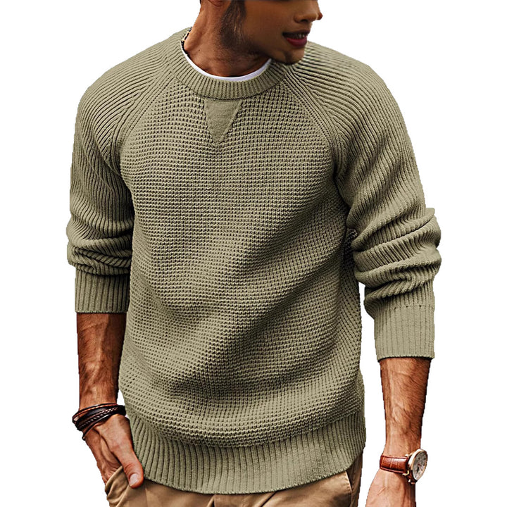 Men's casual knit sweater with textured fabric pattern and round neck Lisslune