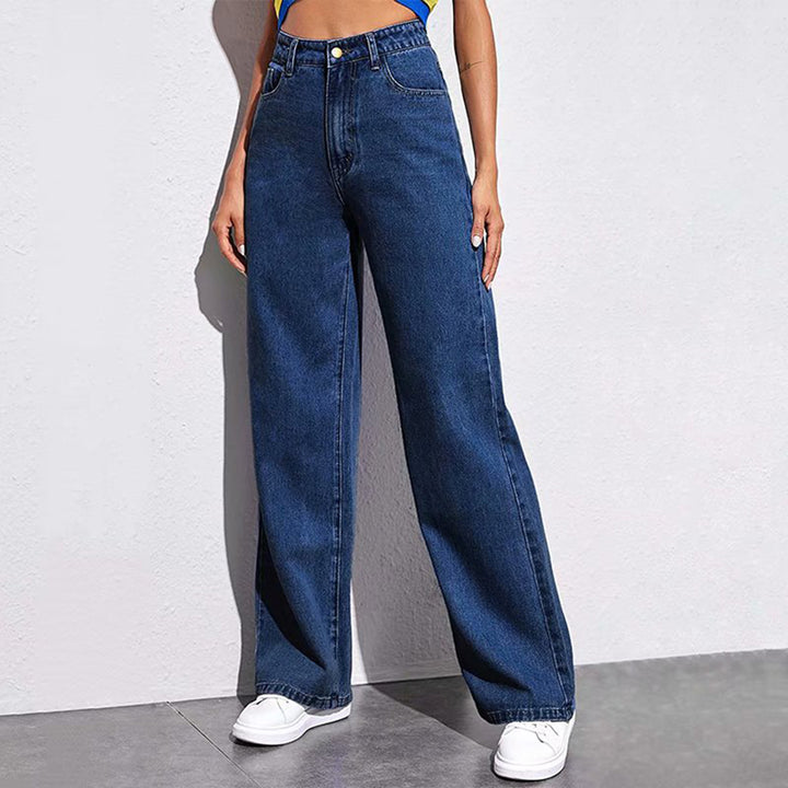 Damen Weite High-Waist Jeans im lässigen Schnitt mit eleganten Details Lisslune