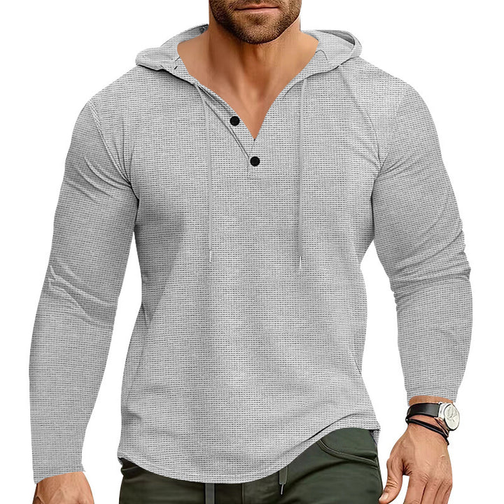 Men's stylish hoodie shirt with textured design and fashionable button details Lisslune