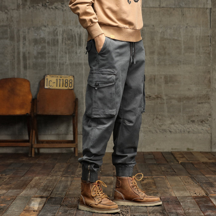 Men's cargo pants with elastic waistband and practical side pockets Lisslune
