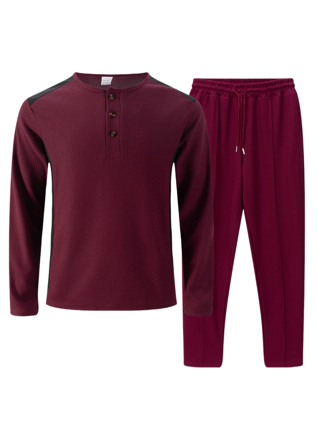 Men's leisure suit with elegant henley top and comfortable jogger pants Lisslune
