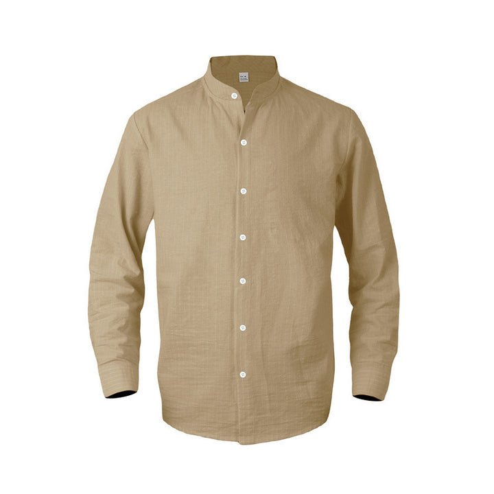 Men's shirt with fashionable striped pattern and modern stand-up collar Lisslune