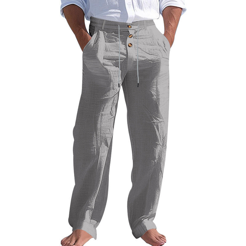 Men's elegant fabric trousers with adjustable drawstring and practical pockets Lisslune
