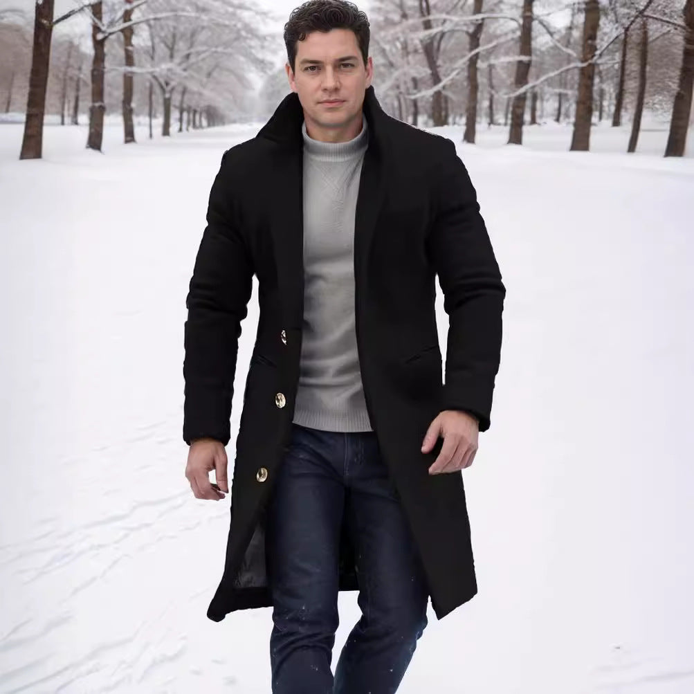 Men's elegant wool coat with slim fit and golden buttons Lisslune