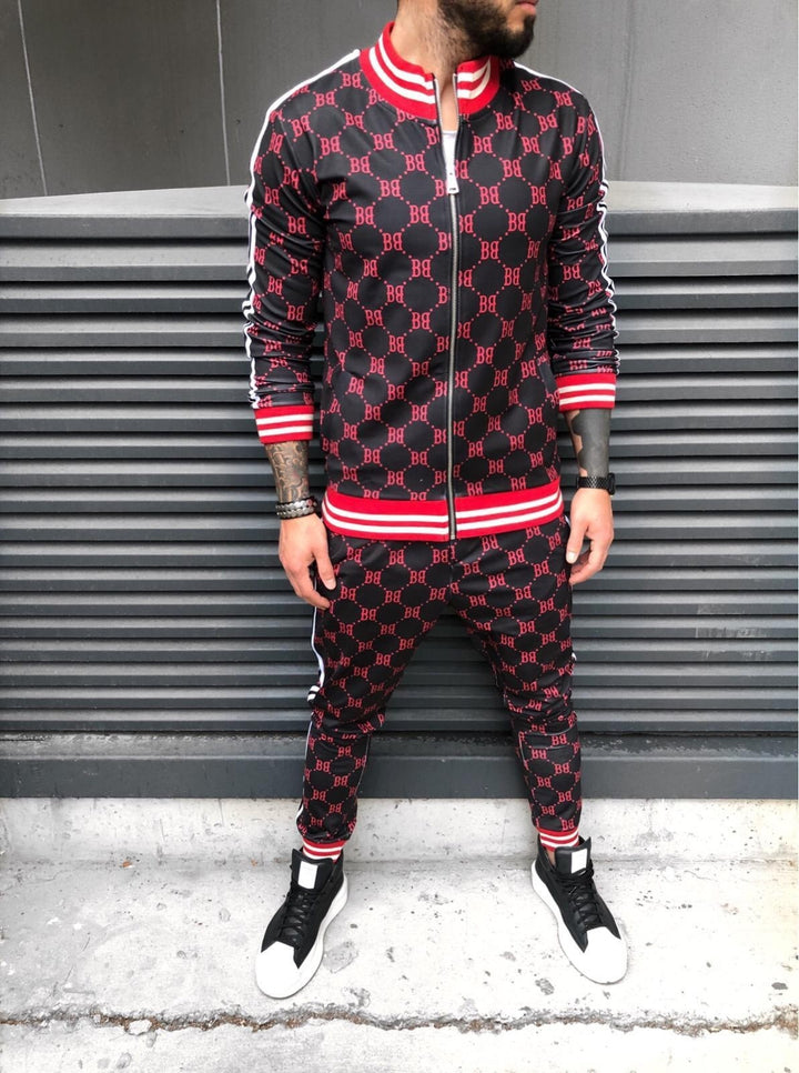 Men's sporty suit with fashionable lettering Lisslune