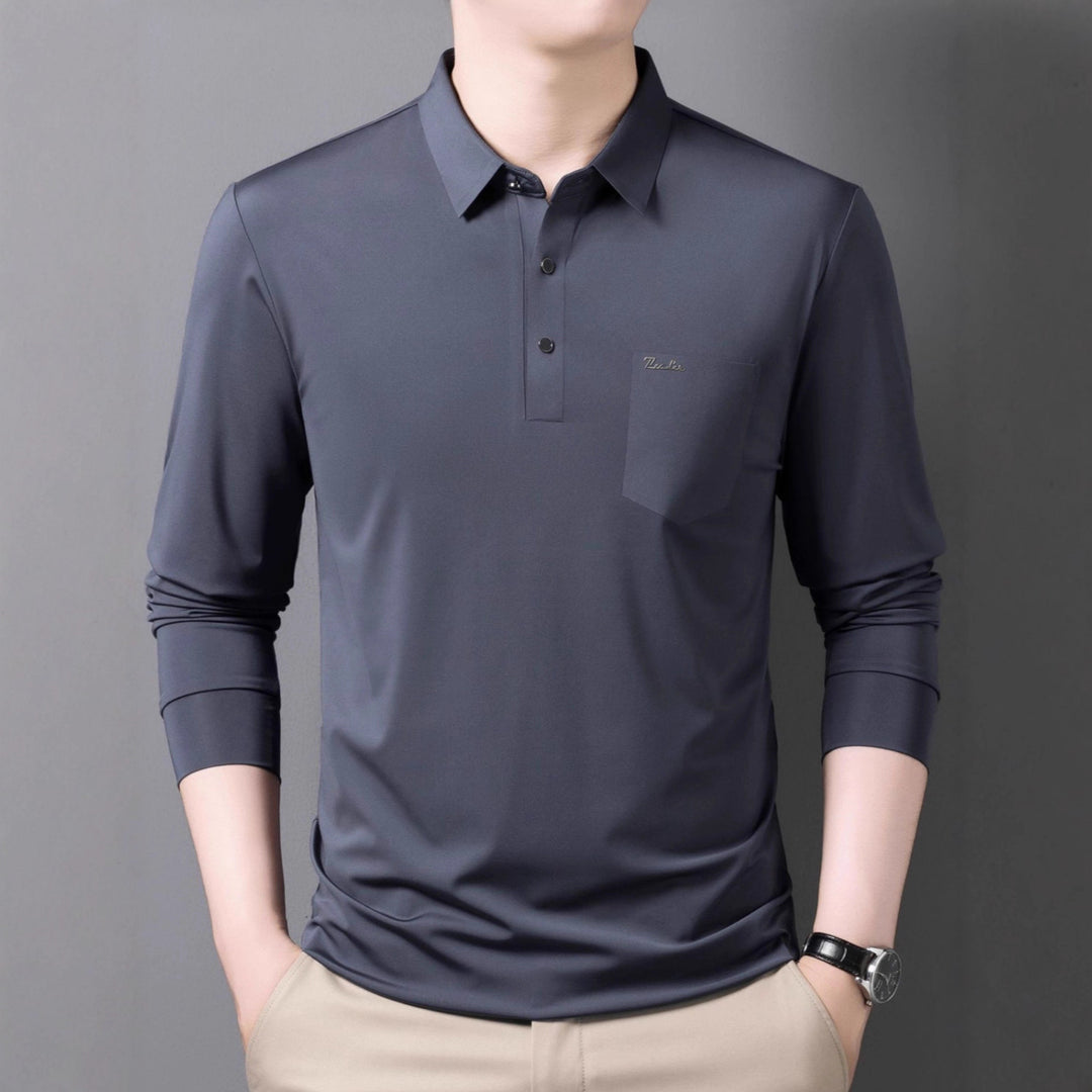 Men's long-sleeved Giro polo shirt with chic lettering Lisslune