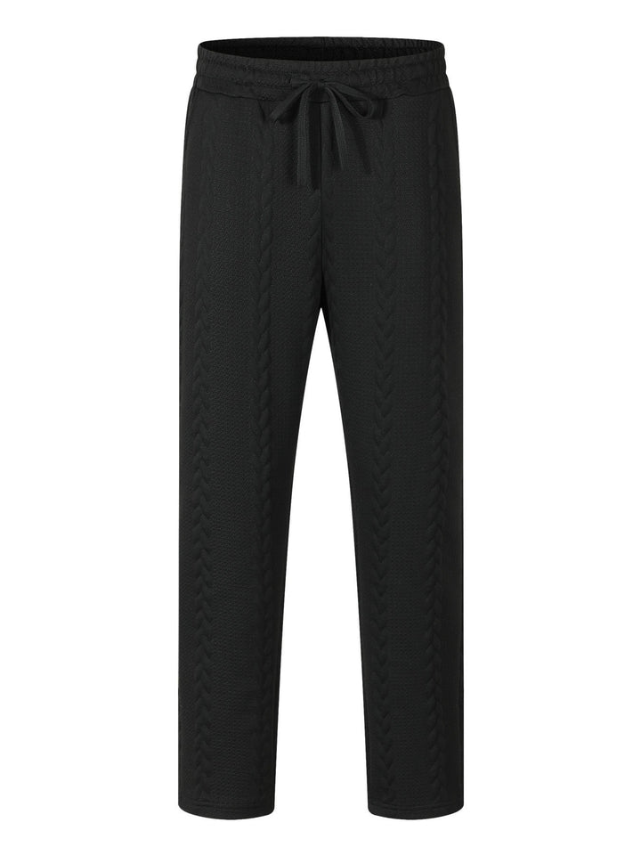 Men's Casual Stretch Pants with Drawstring and Textured Design Lisslune
