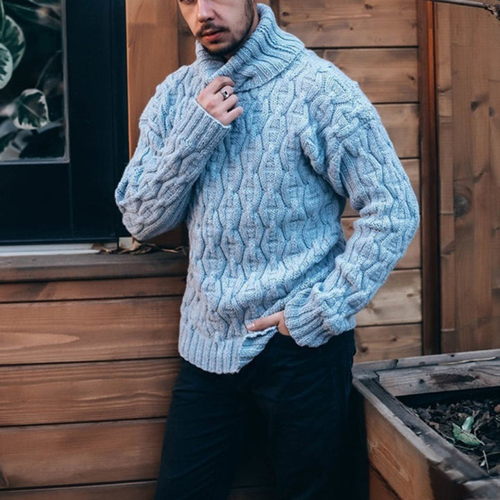 Men's chunky knit turtleneck sweater Lisslune