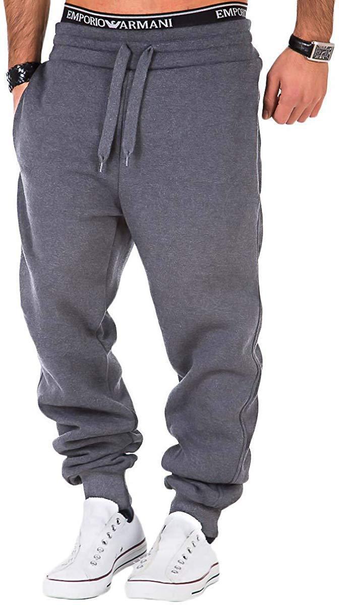 Men's casual joggers with elastic waistband and contrast drawstring Lisslune