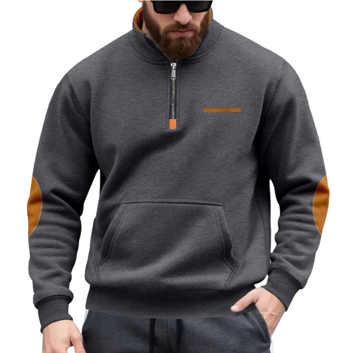 Men's hoodie with half zipper and color accents Lisslune