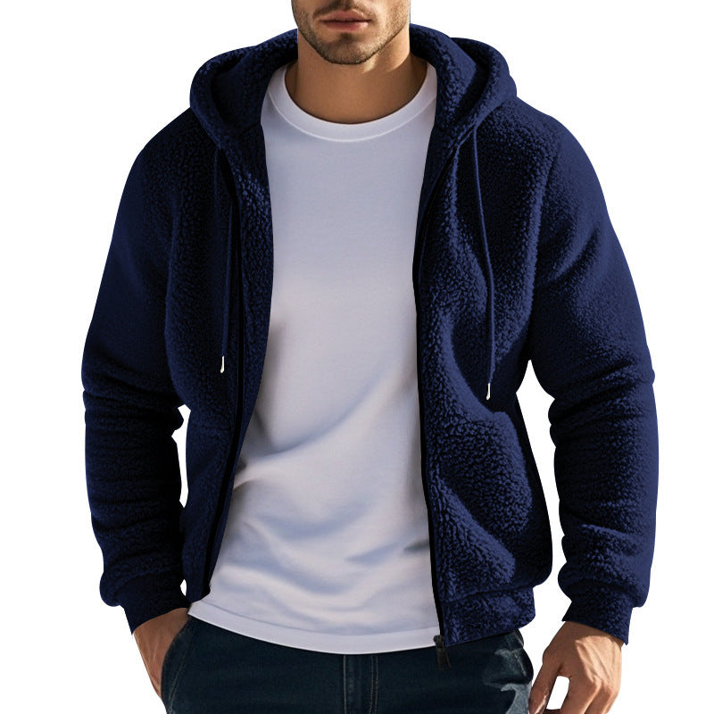 Men's fleece hoodie with kangaroo pocket and practical zip Lisslune