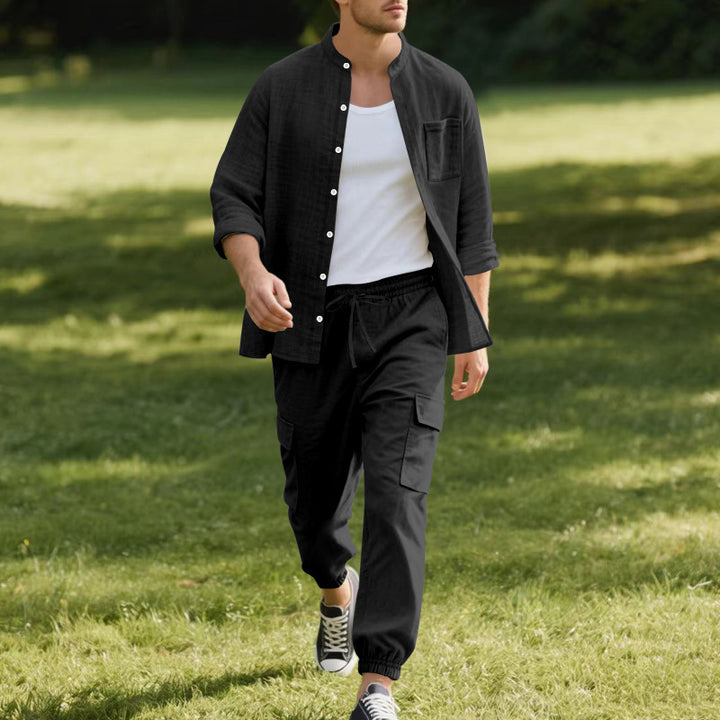 Men's casual cargo pants with elastic waistband and practical side pockets Lisslune