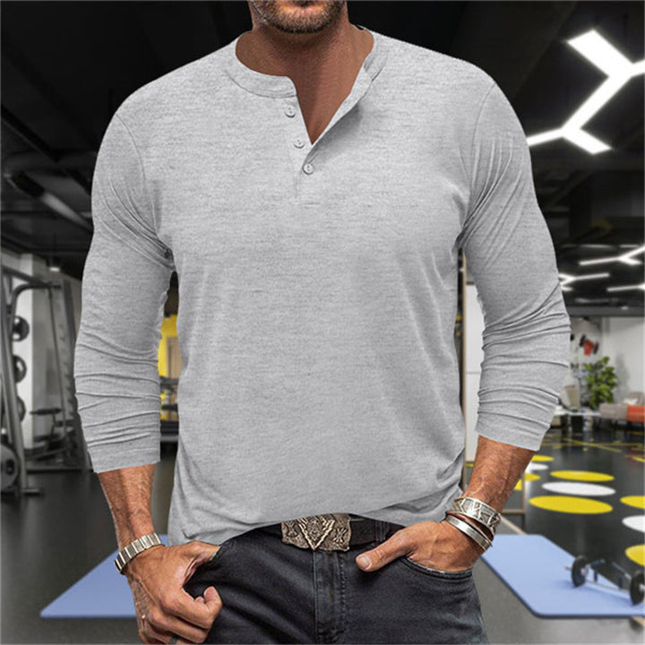 Men's Long Sleeve Henley Shirt made of breathable cotton blend Lisslune