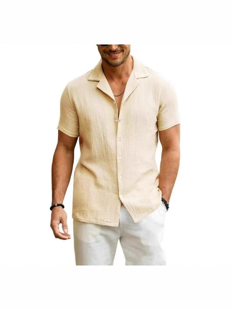 Men's short-sleeve shirt with textured fabric and casual fit Lisslune