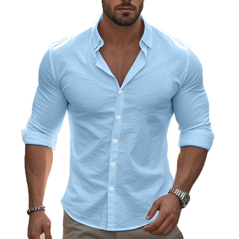 Men's Elegant Long Sleeve Shirt with Modern Collar and High-Quality Cotton Structure Lisslune