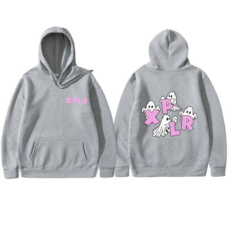 Women's hooded sweatshirt with creative ghost motif and kangaroo pocket Lisslune