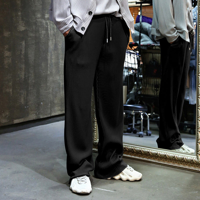 Men's casual pants in a relaxed striped look with an elastic waistband and side pockets Lisslune