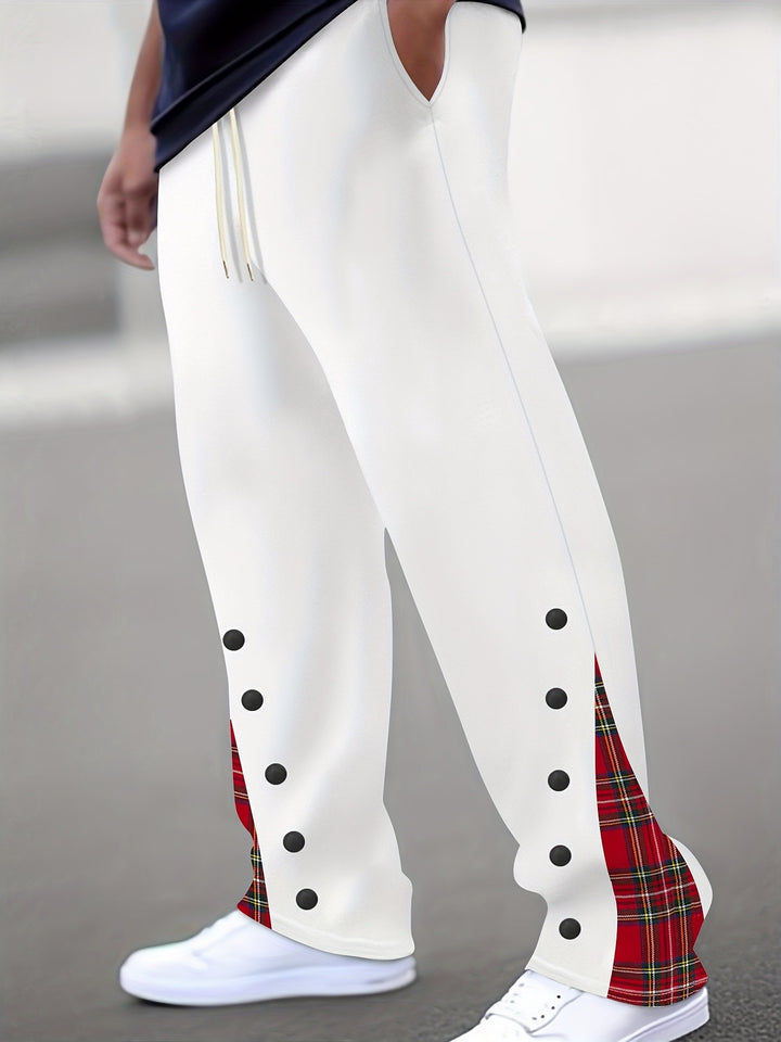 Men's Sporty Jogging Pants with Contrasting Snap Buttons and Breathable Fabric Lisslune
