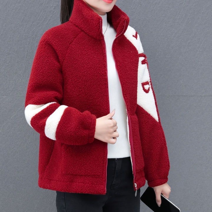Women's fleece jacket with high collar and side pockets Lisslune