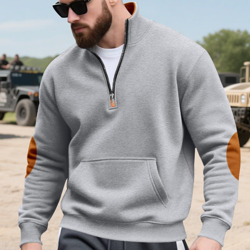 Men's hoodie with fashionable stand-up collar and contrast details Lisslune