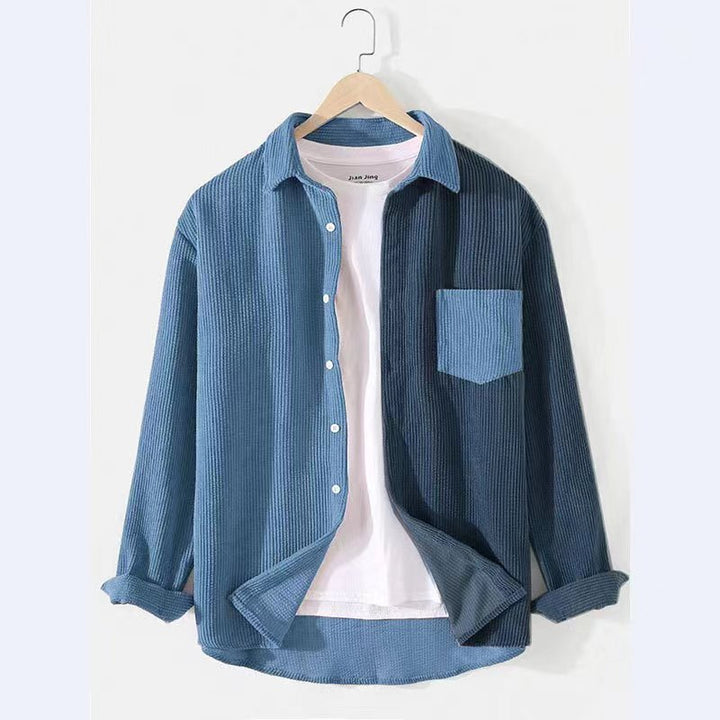 Men's cord shirt with textured fabric and patch breast pocket Lisslune