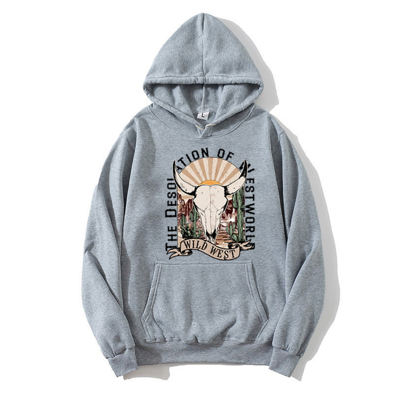 Ladies hoodie with nostalgic Wild West design Lisslune