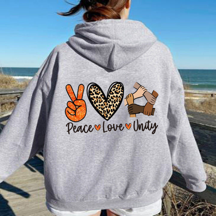 Women's hoodie with high-quality Peace-Love-Unity design Lisslune