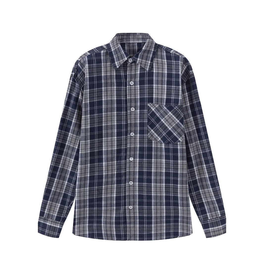 Men's casual long-sleeve shirt in checked design Lisslune