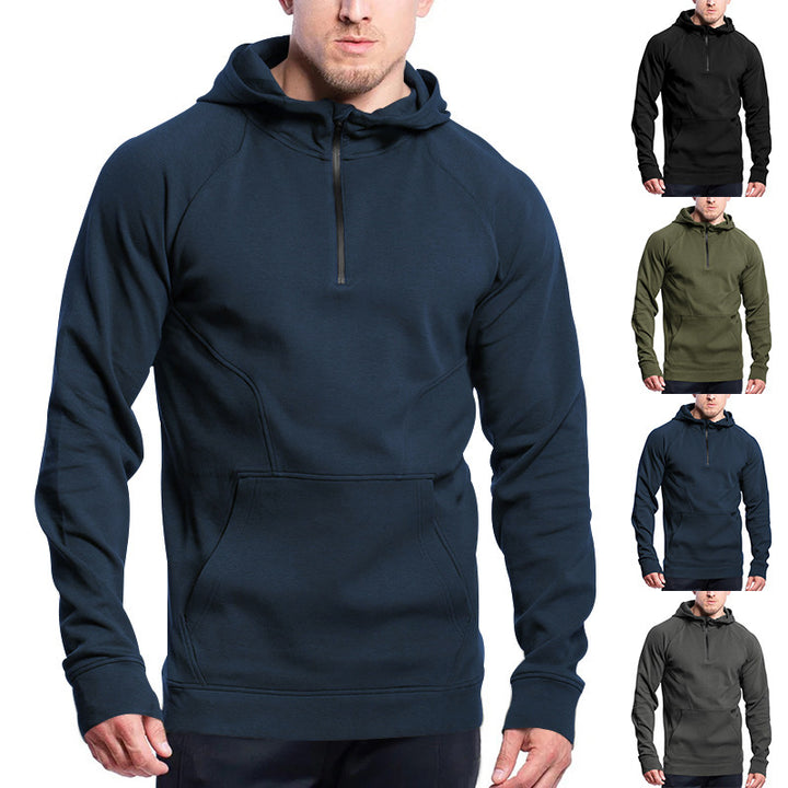 Men's functional hoodie with half zipper and practical pockets Lisslune