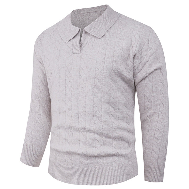 Men's sweater with modern cable pattern and polo collar Lisslune